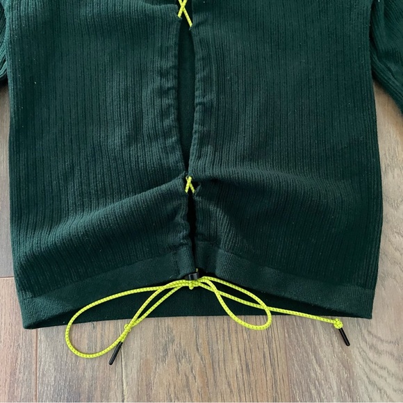 Zara Forest Green Open Back Top with Neon Yellow Tie - Picture 3 of 11